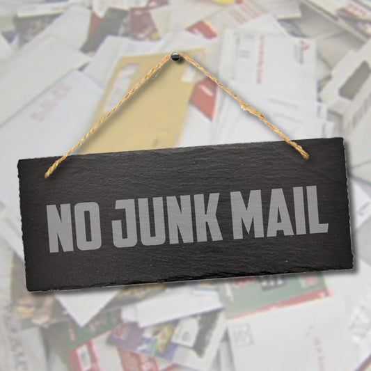 No Junk Mail Laser Engraved Stone Hanging Outdoor Slate Plaque Sign