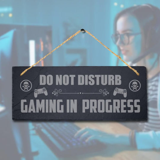 Do Not Disturb Game In Progress Laser Engraved Hanging Slate Home Plaque Sign