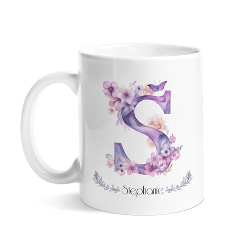 Personalized Name Letter S With Butterfly | Customised Coffee Mug | 11 OZ