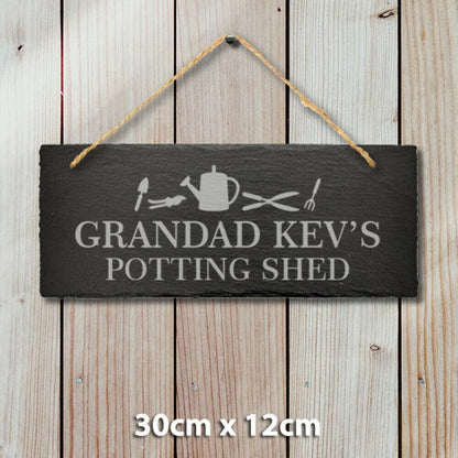 Personalised Name Hanging Slate Sign Engraved Plaque Shed Greenhouse Garden