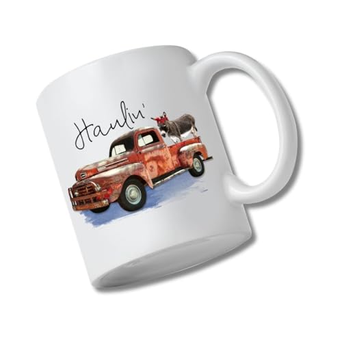 Haulin Ass Donkey Vintage Pickup Truck | Ceramic Coffee Mug | 11 OZ