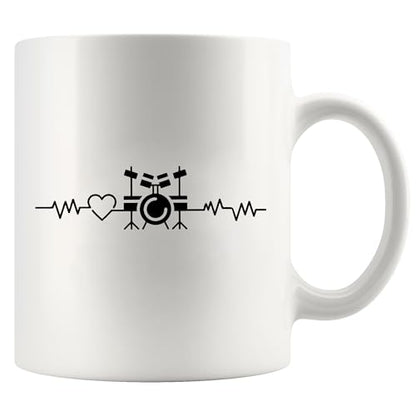 Drum Heartbeat Drummers Gifts Player Musicians | Ceramic Coffee Mug | 11 OZ