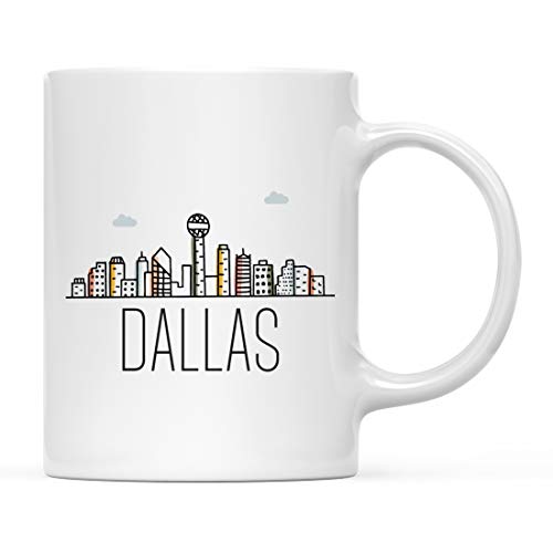 Gift Dallas Colorful City Skyline Graphic | Ceramic Coffee Mug | 11 OZ