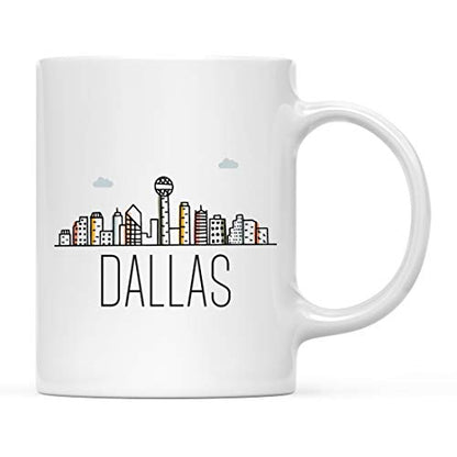 Gift Dallas Colorful City Skyline Graphic | Ceramic Coffee Mug | 11 OZ