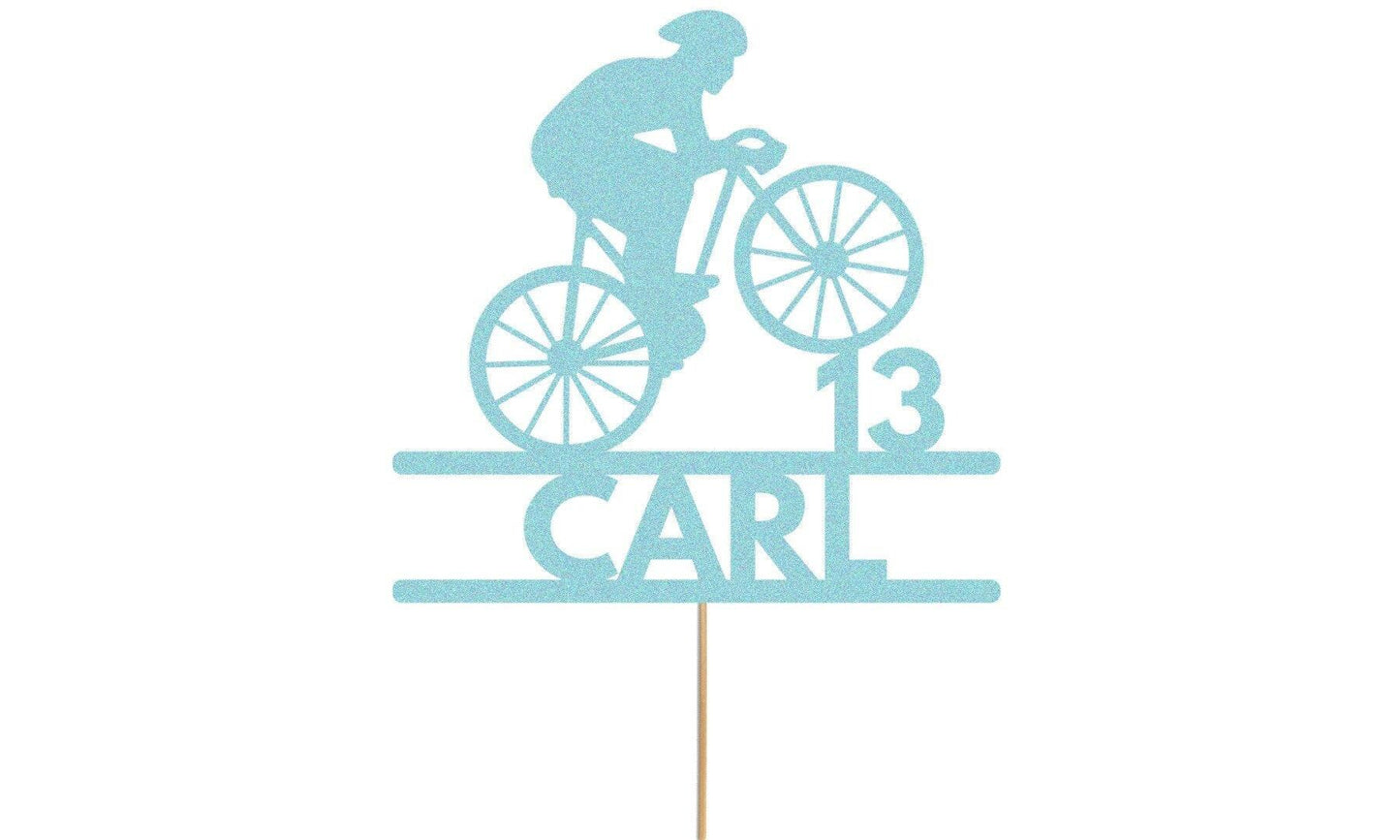 Personalized Glitter Bicycle Cake Topper: Cyclist Birthday Party Decor