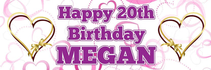 Personalised Heart Birthday Banner: Gold Party Decorations (Set of 2)