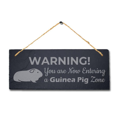 Warning You Entering Guinea Pig Zone Hanging Slate Pig Cote Pigsties Plaque Sign