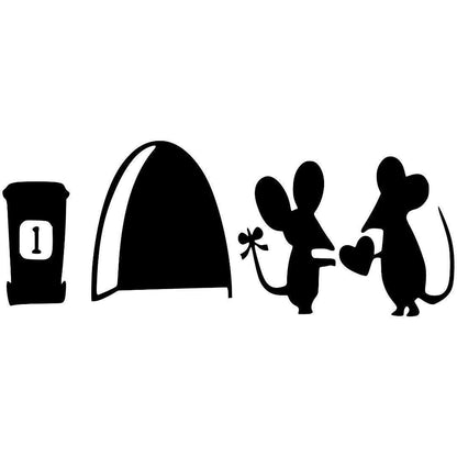 Mouse Love Heart Skirting Board Wall Art Funny Sticker Vinyl Decal Mice Home