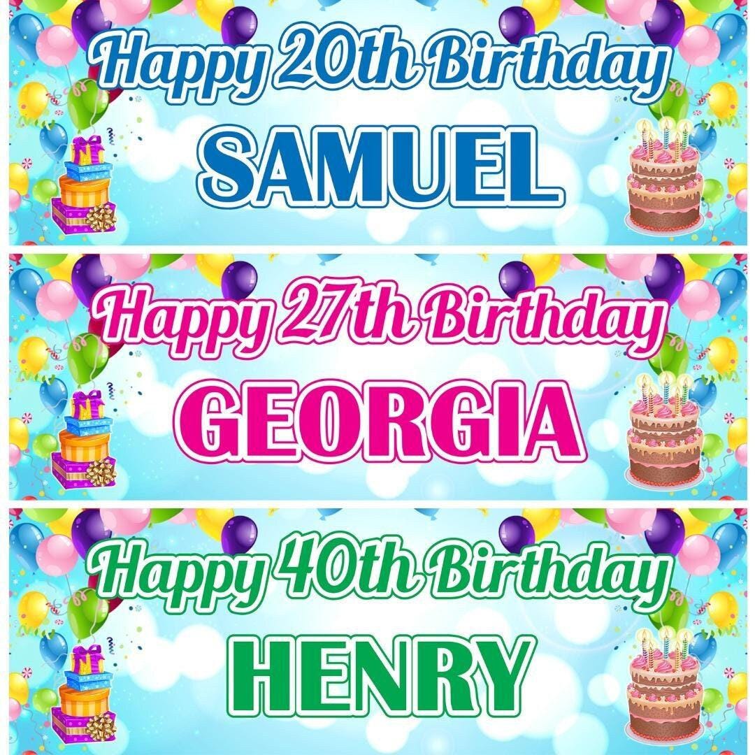 2 Personalised Elders Balloons Gifts Birthday Party Celebration Banners Posters