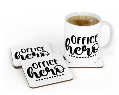 Office Hero Coffee Novelty Mug & Coaster Coworker Funny Office Tea Cup Gift