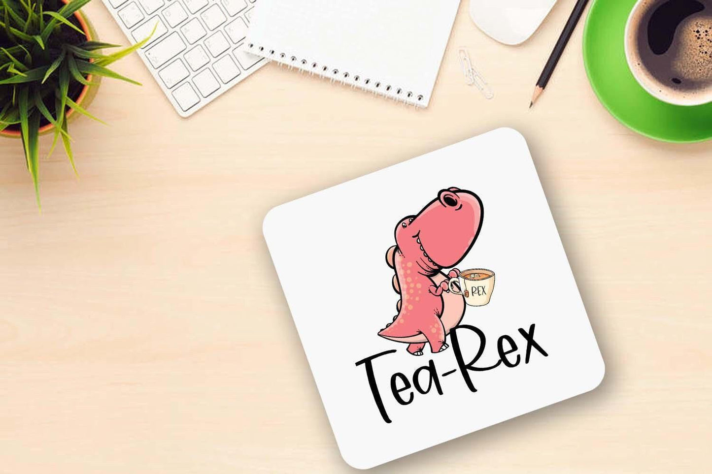 Tea Rex Mug & Coaster Set: Novelty Dinosaur Tea Cup Gift