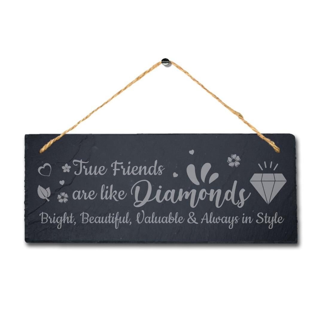 Friendship Gift: Engraved Slate Plaque with Jute Rope