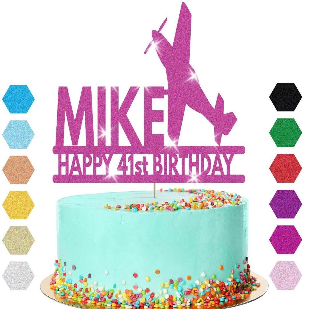 Personalised Aeroplane Birthday Cake Topper Airplane Decoration Any Name Age