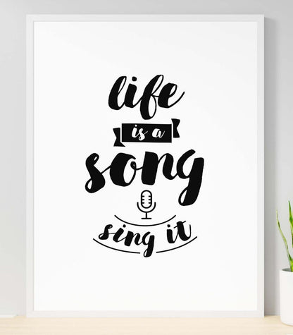 Life Is A Song Sing It Inspirational Positive Quote Life Poster Print Wall