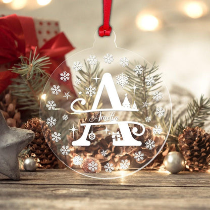 Personalised Christmas Bauble Any Name Monogram Xmas Tree Hanging Decoration Gift