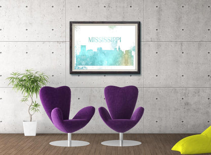 Usa America States Skyline Watercolour Colourful Wall Decor Poster Print Art