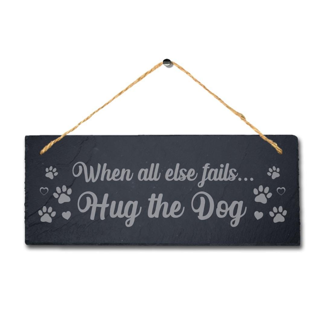 Dog Kennels Pup Puppy Engraved Hanging Slate Funny Home Decor Gift Plaque Sign