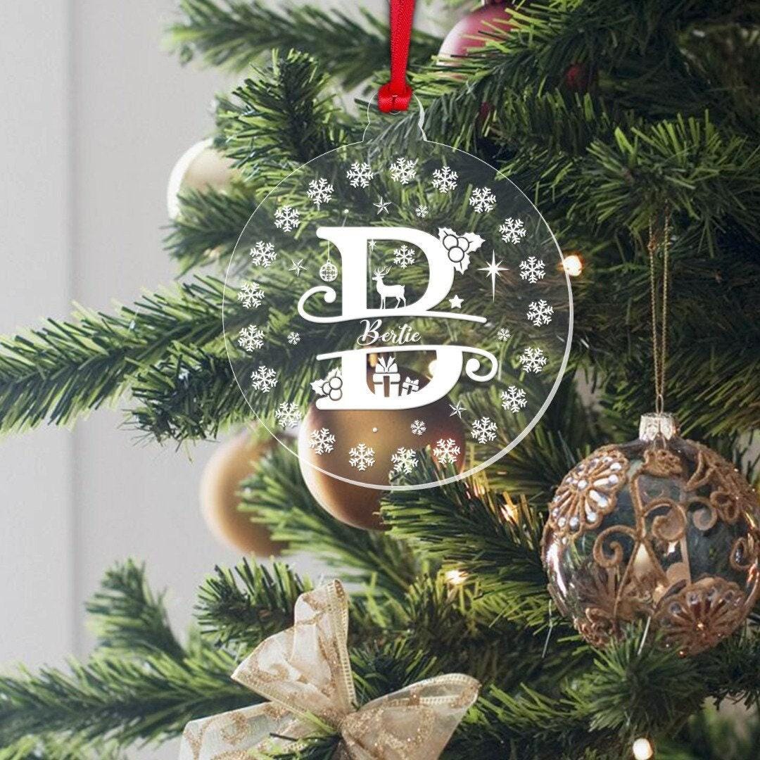 Personalised Christmas Bauble Any Name Monogram Xmas Tree Hanging Decoration Gift
