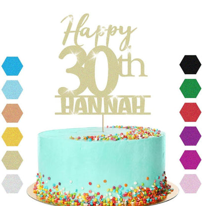 Personalised Name 30th Birthday Glitter Cake Topper Party Cake Decorations Gift