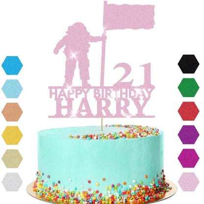 Astronaut Moon Cake Topper Personalised Boys Birthday Decoration Any Name & Age