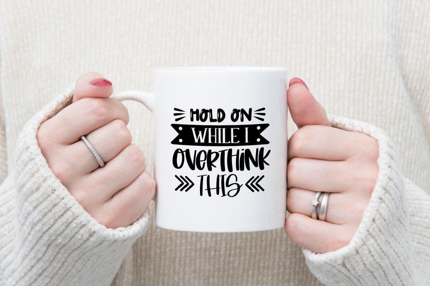 Funny 'Hold On While I Overthink This' Mug & Coaster Set