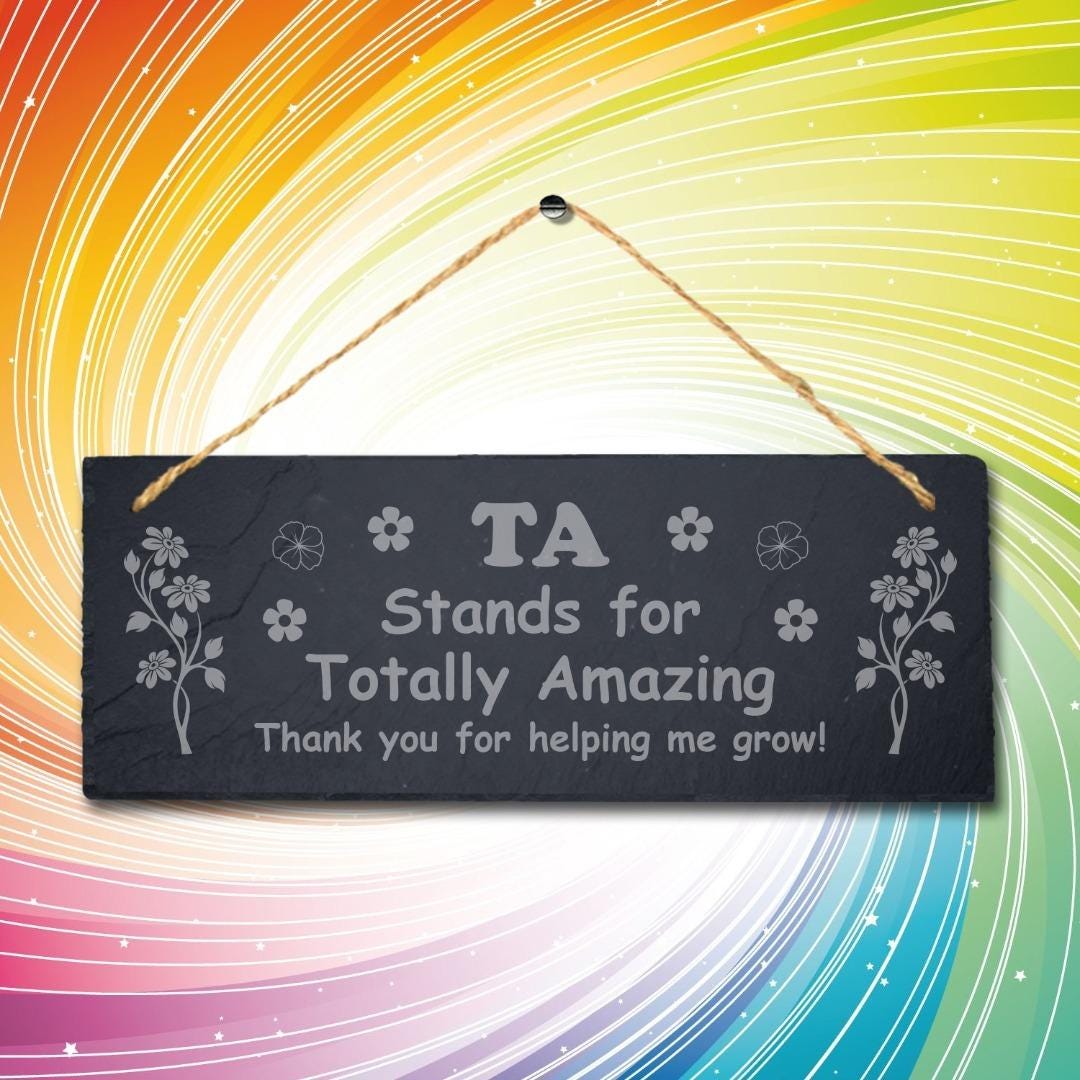 Great Teacher Thank You Gift Engraved Slate Sign Totally Amazing School Leavers