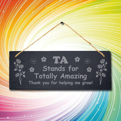 Great Teacher Thank You Gift Engraved Slate Sign Totally Amazing School Leavers