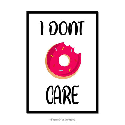 I Dont Care Wall Poster Typography Motivational Funny Quotes Print Room Decor