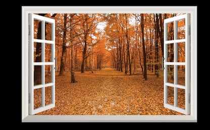 Autumn Wall Sticker Trees Orange Forest 3d Window View Wall Decal Office Vinyl Mural