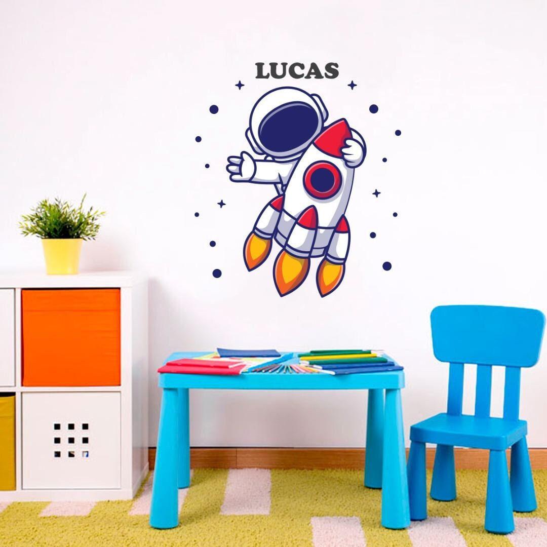 Personalised Rocket Wall Sticker Name Vinyl Decal Boys Kids Nursery Bedroom