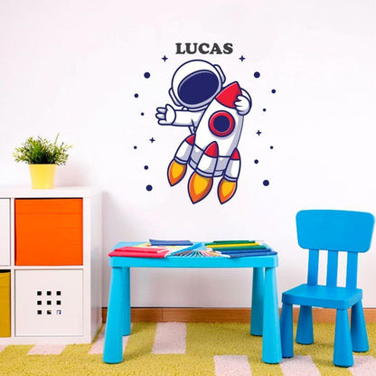 Personalised Rocket Wall Sticker Name Vinyl Decal Boys Kids Nursery Bedroom