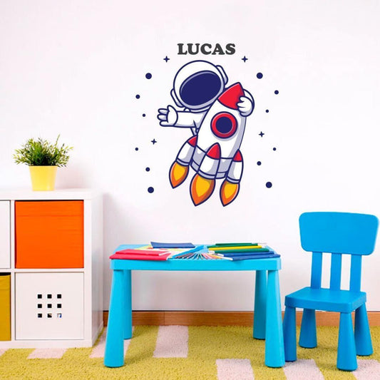 Personalised Rocket Wall Sticker Name Vinyl Decal Boys Kids Nursery Bedroom