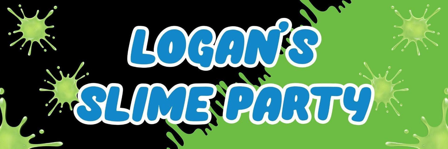 2 Personalised Green Slime Black Theme Party Celebration Banners Decor Posters