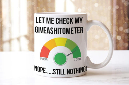 Giveashitometer Mug & Coaster Set: Funny Novelty Office Gift