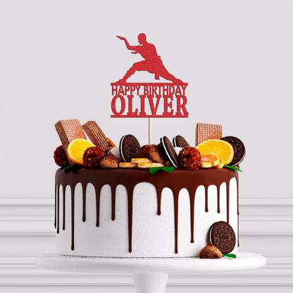 Karate Cake Topper Personalised Martial Arts Birthday Decor for Boys with Any Name