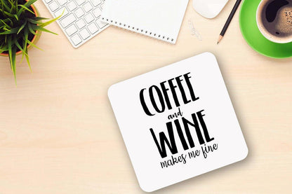 Coffee And Wine Mug & Coaster Set - Funny Novelty Gift
