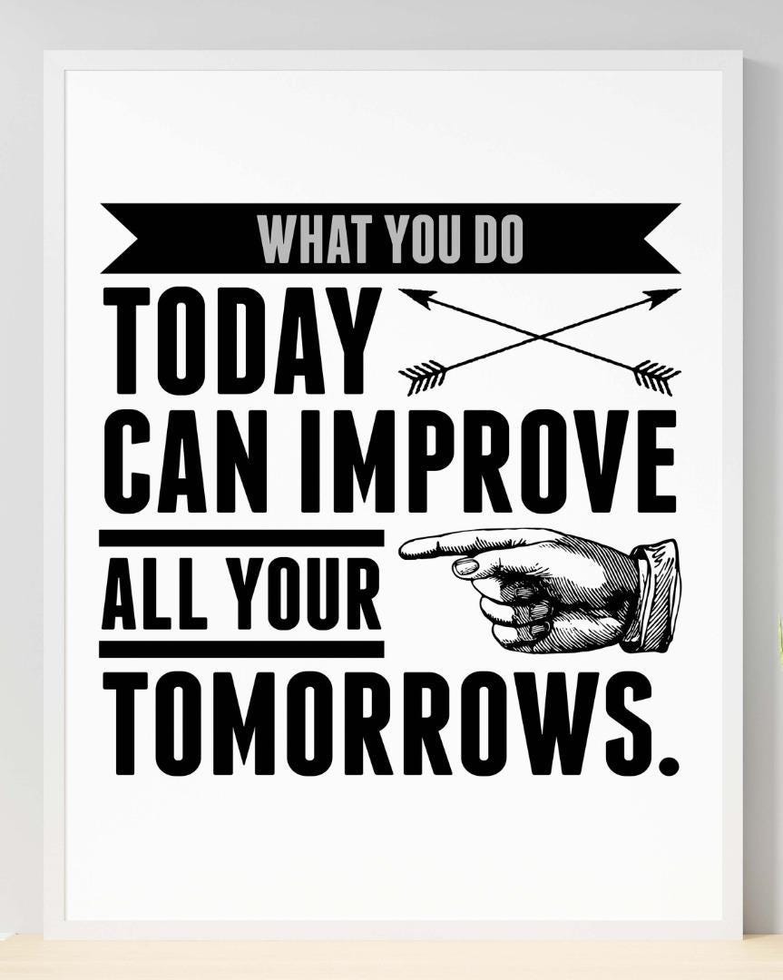 What You Do Today Can Improve Inspirational Positive Quote Poster Wall