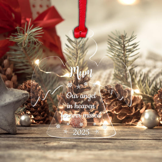 Personalised Memorial Christmas Bauble Any Name Xmas Tree Angel Remembrance Gift