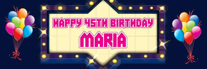 Personalised Birthday Banner: Retro Light Box Party Decoration (Set of 2)