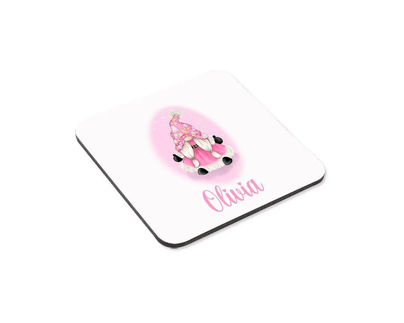 Personalised Pink Gonk Mug & Coaster Set: Custom Name Gift