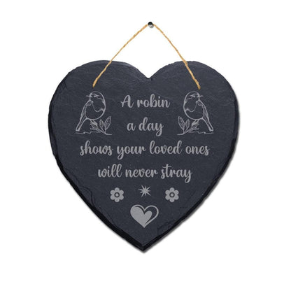 A Robin A Day Shows Laser Engraved Wall Hanging Memorial Heart Shape Slate Sign