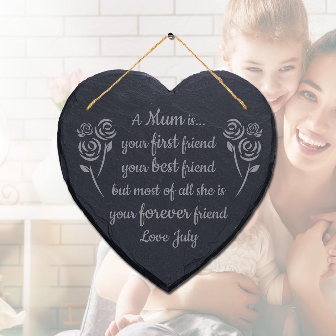 Personalised Mum Mom Mam Heart Slate Plaque Birthday Christmas Mothers Day Gifts