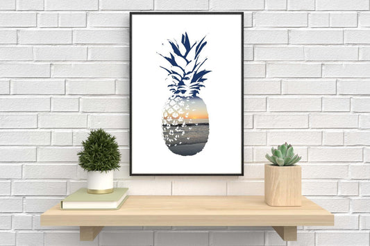 Pineapple Beach Sunset Bedroom Wall Art Minimalist Home Room Decor Print Poster