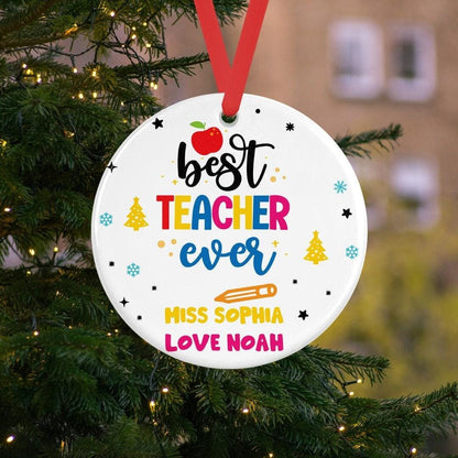 Personalised Best Teacher Ever Christmas Teacher Ceramic Bauble Gift Ta School Nursery Christmas Gift