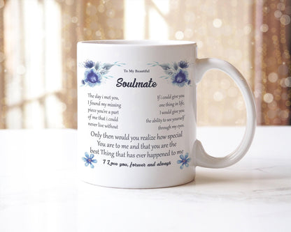 Soulmate Coffee Mug & Coaster Gift Set: 'I Love You, Forever and Always'