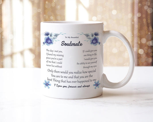 Soulmate Coffee Mug & Coaster Gift Set: 'I Love You, Forever and Always'