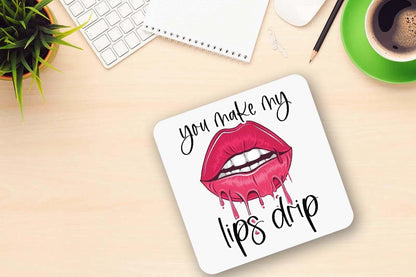 Lips Drip Coffee Mug and Coaster Set - Novelty Gift