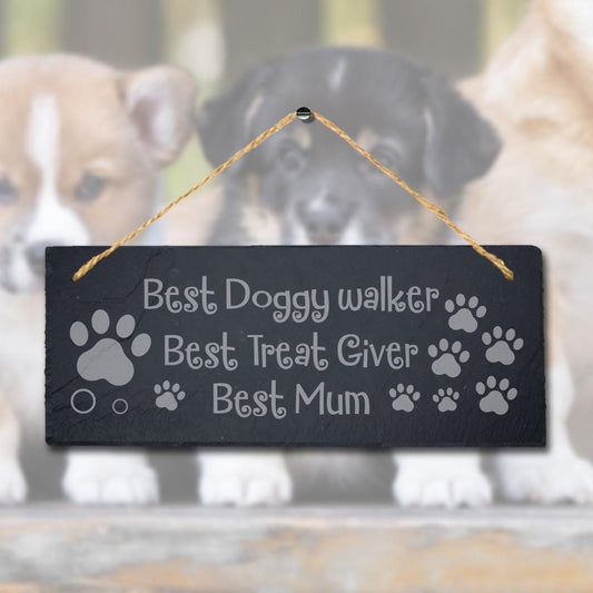 Engraved Slate Dog Sign: Funny Doggy Walker Gift