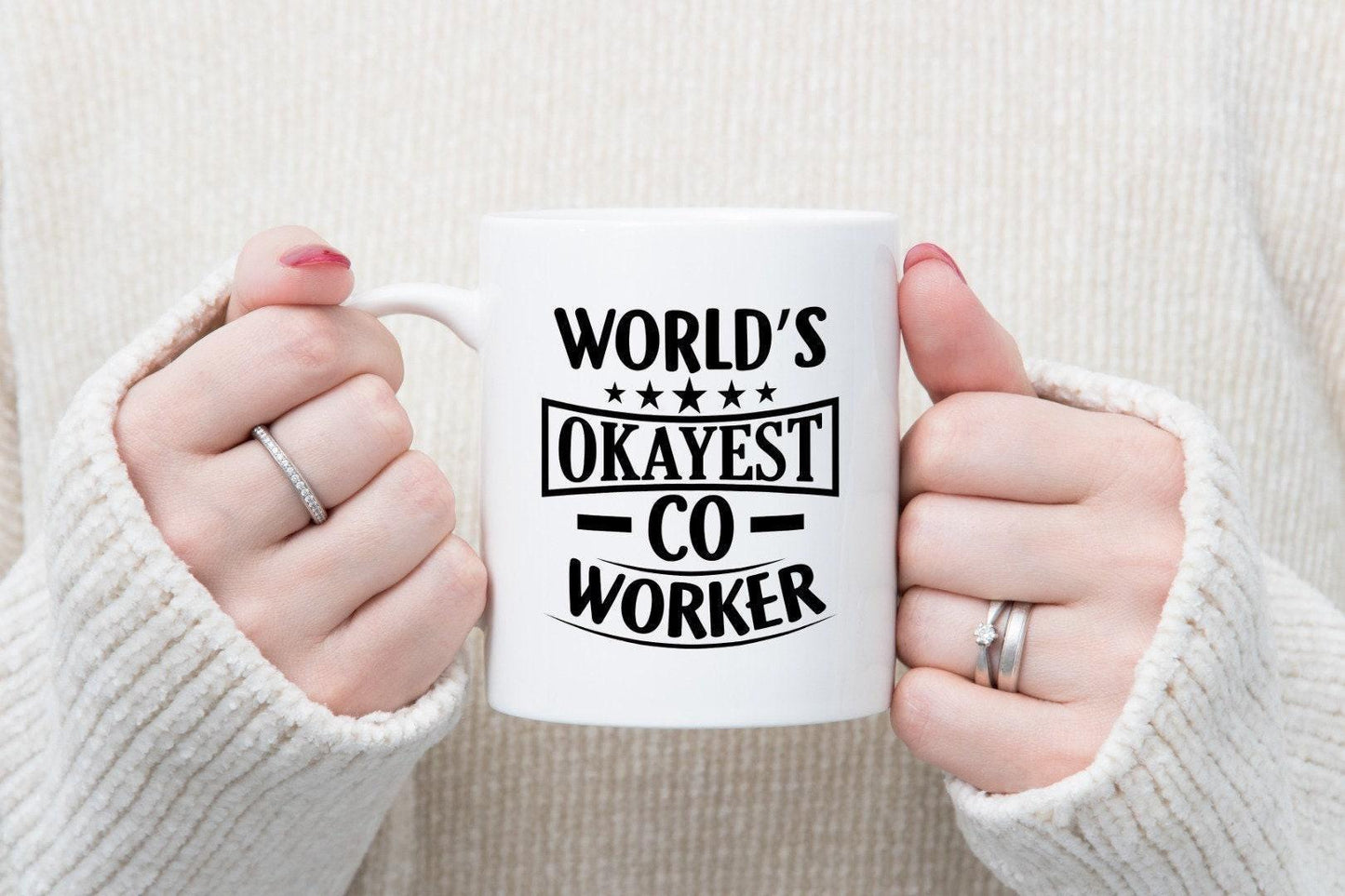 Worlds Okayest Coworker Novelty Mug & Coaster Funny Office Workspace Manager Tea Cup Gift