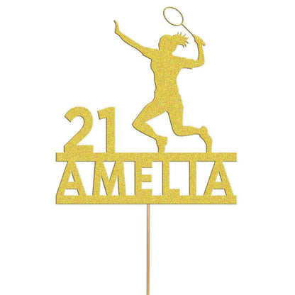 Personalised Glitter Tennis Birthday Cake Topper: Any Name & Age